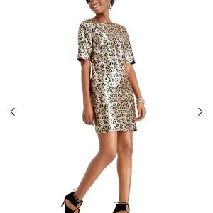 Betsey Johnson Women's Leopard Sequin Sheath Dress size 12